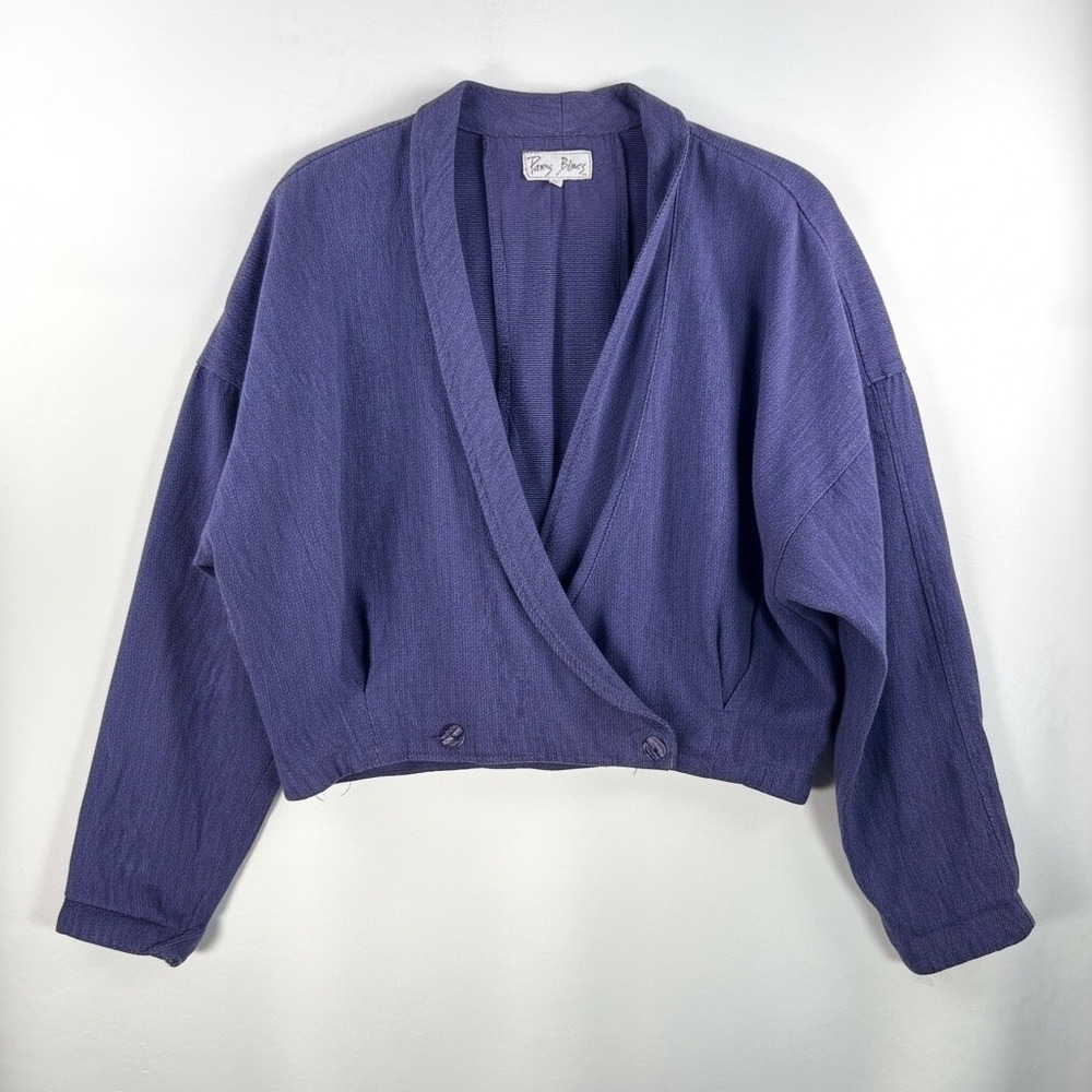 VTG 80s Cropped Cocoon Blazer Dolman Sleeve Shawl Collar sz L